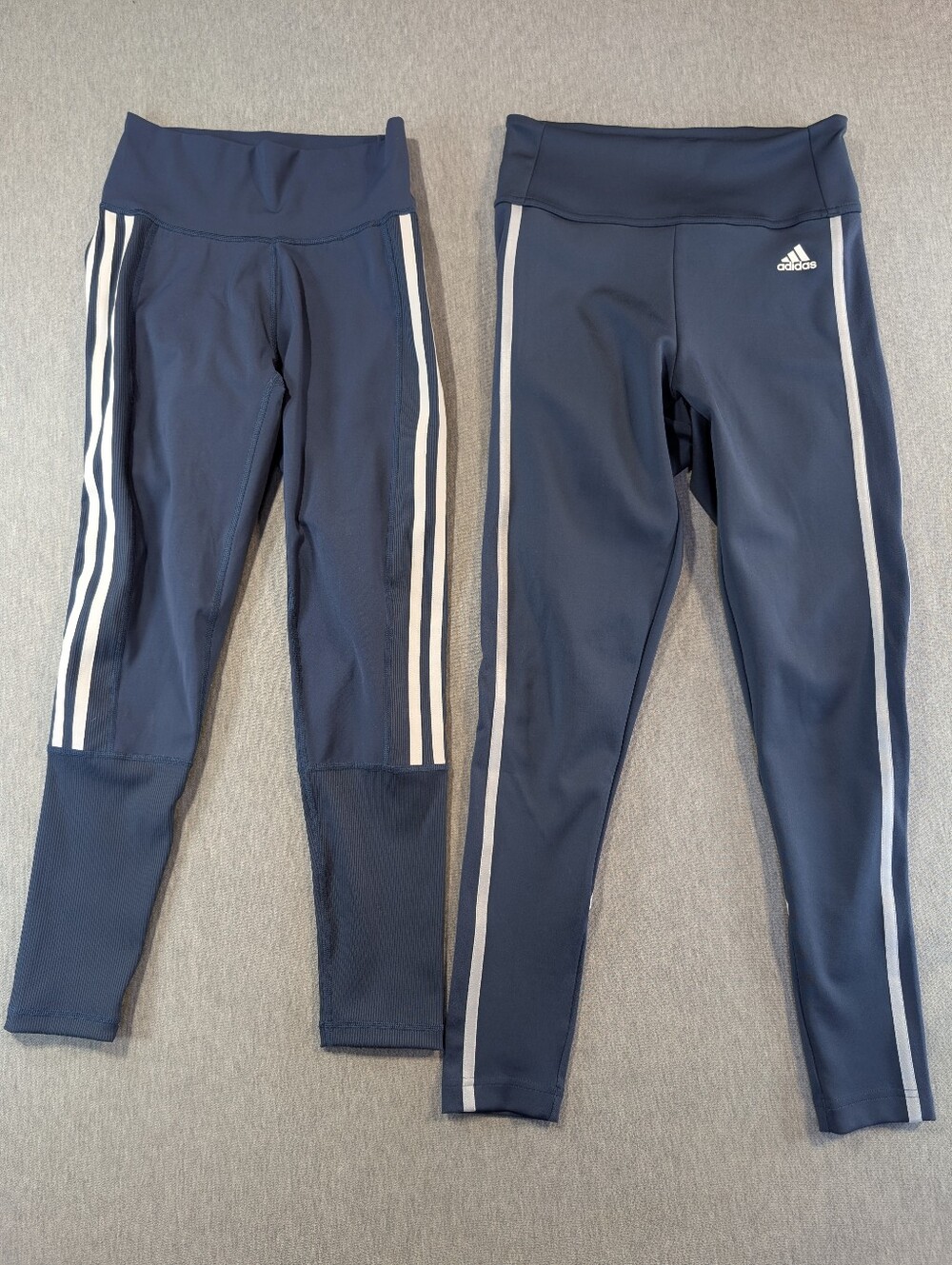 Adidas Lot Of 2 Athletic Leggings Women's Small Blue White Stripes